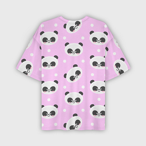 Мужская футболка оверсайз Милая улыбающаяся панда / 3D-принт – фото 2