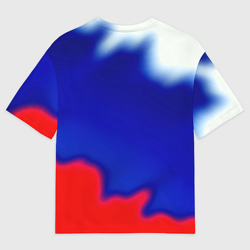 Мужская футболка оверсайз Герб РФ триколор краски / 3D-принт – фото 2