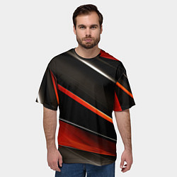 Футболка оверсайз мужская Красные и черные вставки, цвет: 3D-принт — фото 2