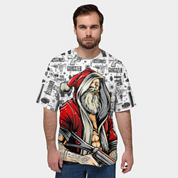 Футболка оверсайз мужская Гангстер Санта-Клаус, цвет: 3D-принт — фото 2
