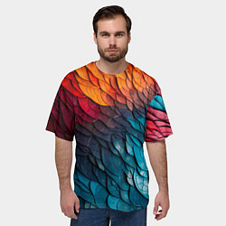 Футболка оверсайз мужская Желто синяя чешуя, цвет: 3D-принт — фото 2