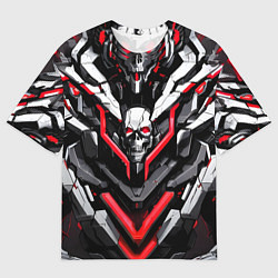 Футболка оверсайз мужская Красный скелетный киберпанк доспех, цвет: 3D-принт