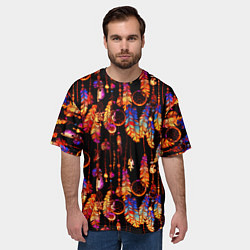 Футболка оверсайз мужская Ловцы снов с яркими перьями, цвет: 3D-принт — фото 2