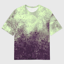 Футболка оверсайз мужская Абстракция - фиолетовые пятна на зеленом фоне, цвет: 3D-принт
