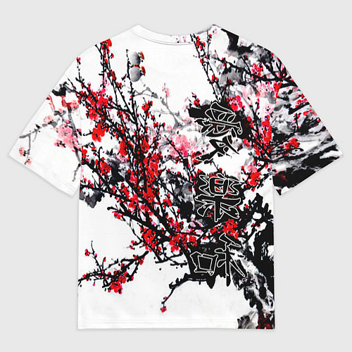 Мужская футболка оверсайз Японский стиль иероглифы / 3D-принт – фото 2