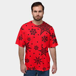 Футболка оверсайз мужская Праздничный снег, цвет: 3D-принт — фото 2