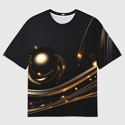 Футболка оверсайз мужская Абстракция золотого на черном, цвет: 3D-принт