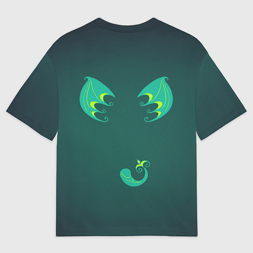 Мужская футболка оверсайз Зелёные крылья и чешуйчатый хвост / 3D-принт – фото 2