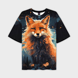 Мужская футболка оверсайз Fox in the forest