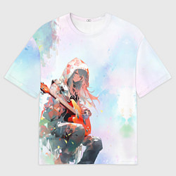 Футболка оверсайз мужская Девушка с гитарой арт, цвет: 3D-принт