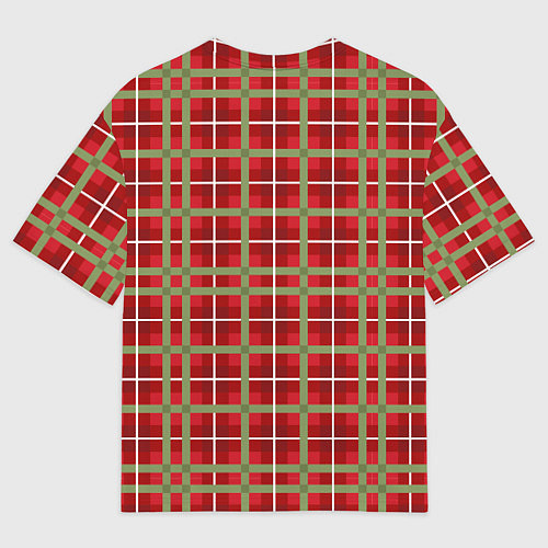 Мужская футболка оверсайз Новогодняя клетка / 3D-принт – фото 2