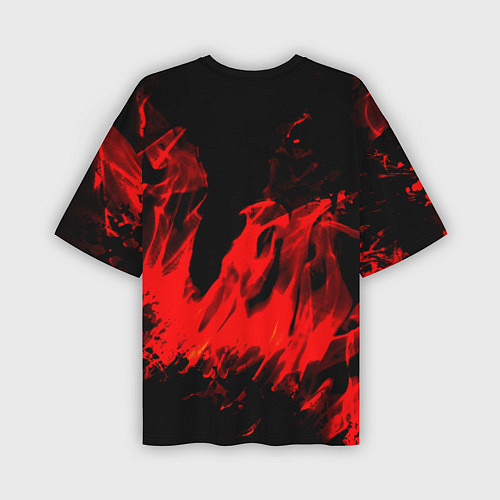 Мужская футболка оверсайз Красное пламя / 3D-принт – фото 2