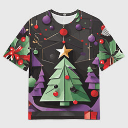 Мужская футболка оверсайз Оригамная елка