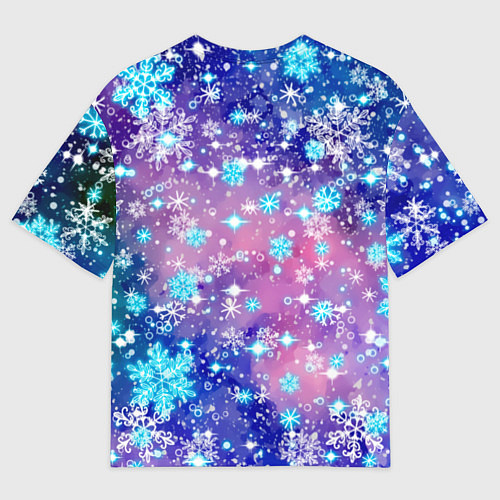 Мужская футболка оверсайз Снежинки - морозный паттерн / 3D-принт – фото 2