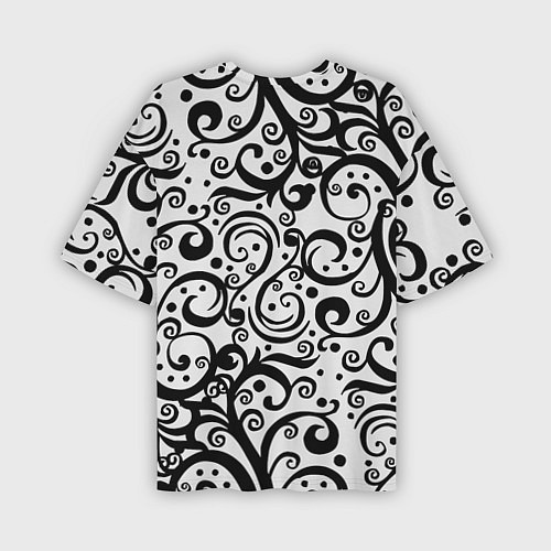 Мужская футболка оверсайз Чёрный кружевной узор / 3D-принт – фото 2