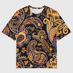 Мужская футболка оверсайз Индийские узоры пейсли