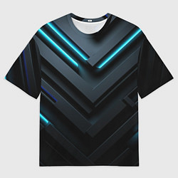 Футболка оверсайз мужская Черный и синий фон с абстракцией, цвет: 3D-принт