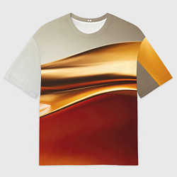 Мужская футболка оверсайз Бежевые и золотистые волны