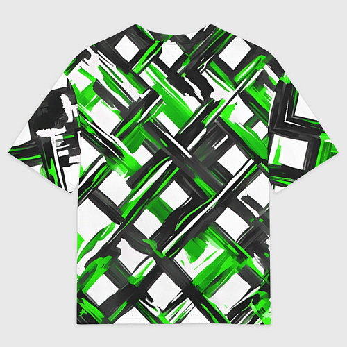 Мужская футболка оверсайз Зелёные и чёрные мазки / 3D-принт – фото 2