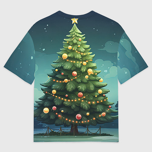 Мужская футболка оверсайз Миниатюрный новогодний дракоша 2024 / 3D-принт – фото 2