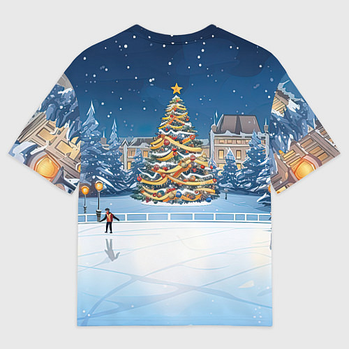 Мужская футболка оверсайз Маленький дракон зимнего чуда / 3D-принт – фото 2