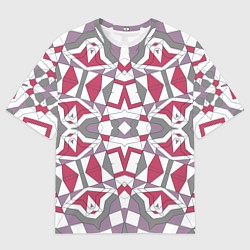 Мужская футболка оверсайз Геометрический узор красно серый