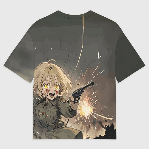 Мужская футболка оверсайз Девушка с пистолетом / 3D-принт – фото 2