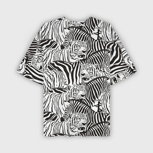 Мужская футболка оверсайз Зебры и тигры / 3D-принт – фото 2