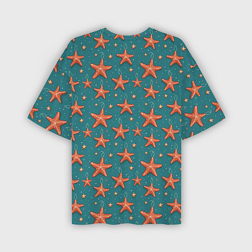 Мужская футболка оверсайз Морские звезды тоже хотят на ёлку / 3D-принт – фото 2