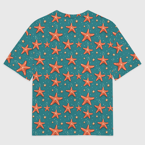 Мужская футболка оверсайз Морские звезды тоже хотят на ёлку / 3D-принт – фото 2