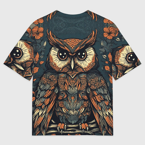 Мужская футболка оверсайз Сова с узорами / 3D-принт – фото 2