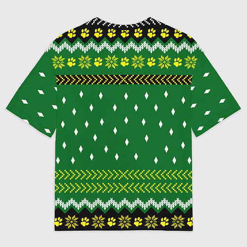 Мужская футболка оверсайз Новогодняя елка из черных котов / 3D-принт – фото 2