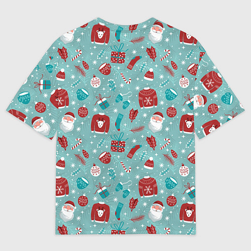 Мужская футболка оверсайз Праздничный новогодний узор / 3D-принт – фото 2