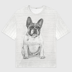 Мужская футболка оверсайз Французский бульдог грустинка
