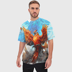 Футболка оверсайз мужская Птица феникс в огне, цвет: 3D-принт — фото 2