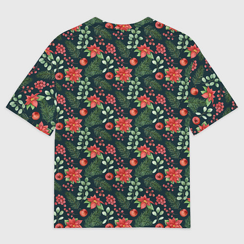 Мужская футболка оверсайз Новогодние цветы / 3D-принт – фото 2