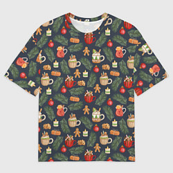 Мужская футболка оверсайз Новогодние напитки