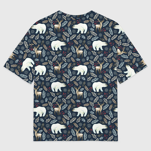 Мужская футболка оверсайз Акварельные медведи и олени / 3D-принт – фото 2
