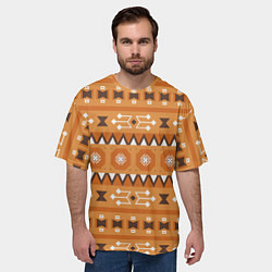 Футболка оверсайз мужская Brown tribal geometric, цвет: 3D-принт — фото 2