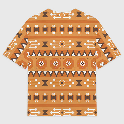 Мужская футболка оверсайз Brown tribal geometric / 3D-принт – фото 2