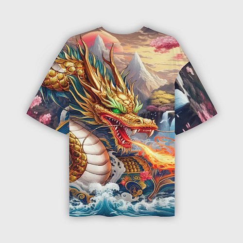 Мужская футболка оверсайз Dragon tattoo - irezumi / 3D-принт – фото 2