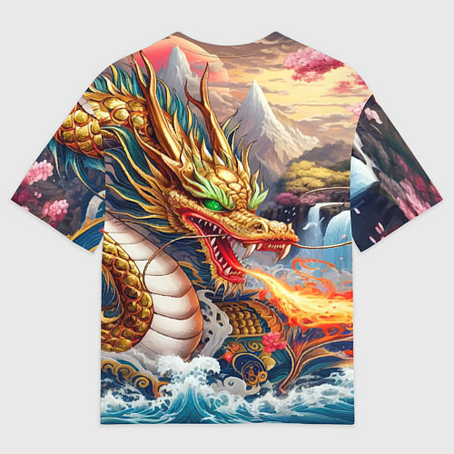 Мужская футболка оверсайз Dragon tattoo - irezumi / 3D-принт – фото 2