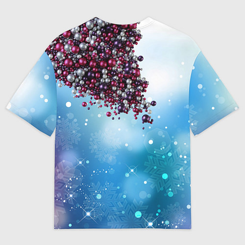 Мужская футболка оверсайз Цунами из новогодних шариков / 3D-принт – фото 2