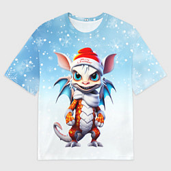 Мужская футболка оверсайз Забавный новогодний дракончик