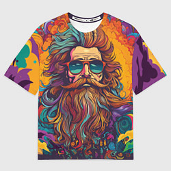 Мужская футболка оверсайз Стильный хиппи в очках