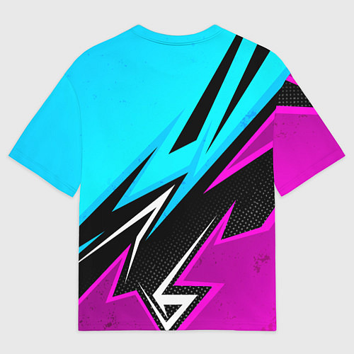 Мужская футболка оверсайз Герб рф - неоновый / 3D-принт – фото 2