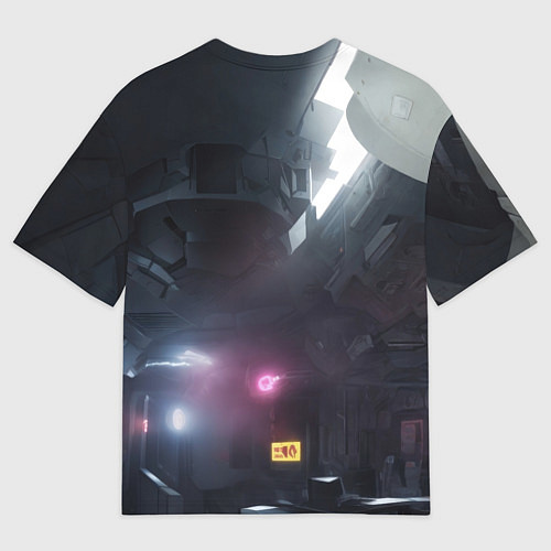 Мужская футболка оверсайз Девушка в каюте космического корабля / 3D-принт – фото 2