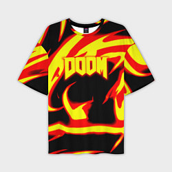 Мужская футболка оверсайз Doom eternal fire storm
