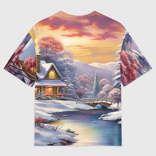 Мужская футболка оверсайз Дракон снегозавр / 3D-принт – фото 2