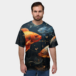 Футболка оверсайз мужская Рыбки на темном фоне, цвет: 3D-принт — фото 2